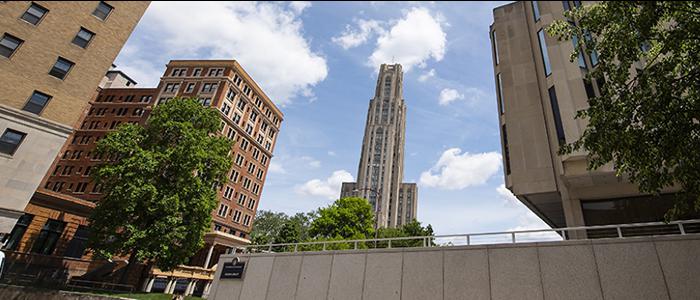 buildings in the heart of Pitt's Oakland campus.