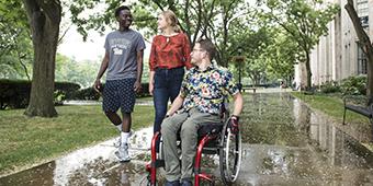 diverse students including one in wheelchair