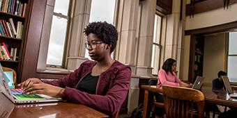 Students studying in Honors College area