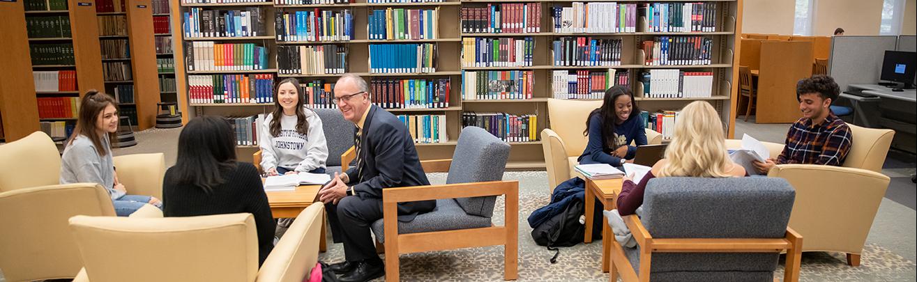 students in johnstown campus library